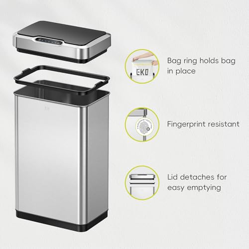 EKO Mirage-T 50L Touchless Motion Sensor Trash Can - Stainless Steel Variation