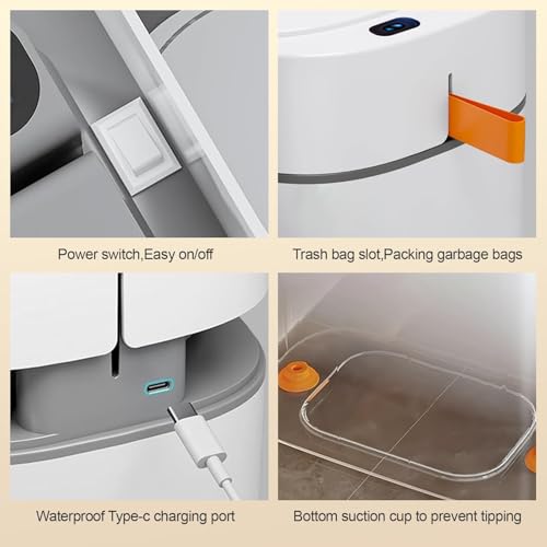 Automatic Motion Sensor Trash Can with Lid - 3.5 Gallon, Touchless & Rechargeable