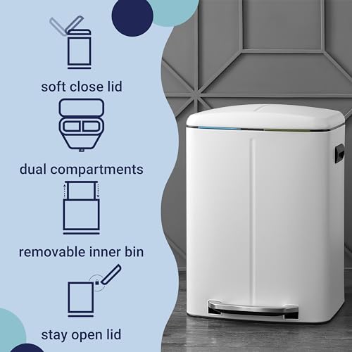 happimess 10.6 Gal Double Bucket Step Trash Can - Cotton White