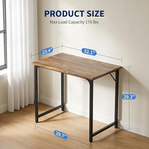 BestOffice 32 Inch Brown Computer Desk - Sturdy Modern Home Office Workstation