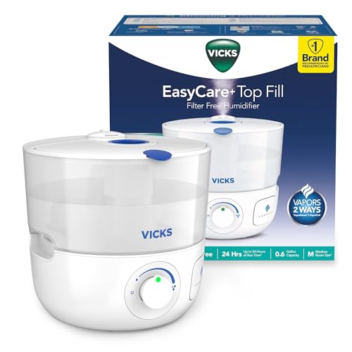 Vicks EasyCare Top Fill Cool Mist Humidifier for Bedrooms, Filter-Free