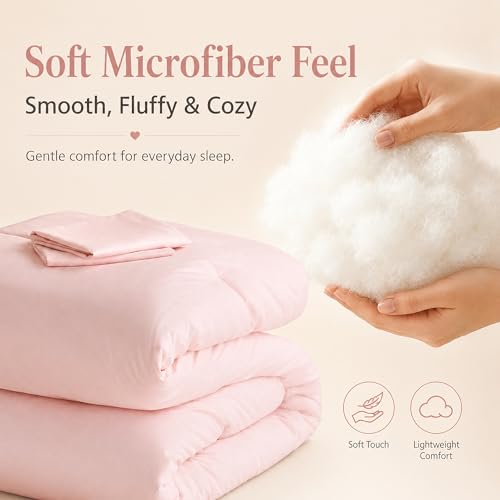 Pink Comforter Set Queen Size All Season Lightweight Bedding - Weigelia