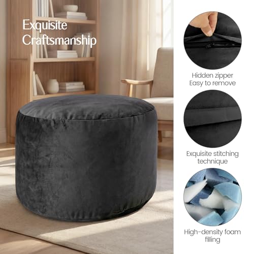 Yagamo 3FT Jet Black Memory Foam Bean Bag Chair with Washable Velvet Cover