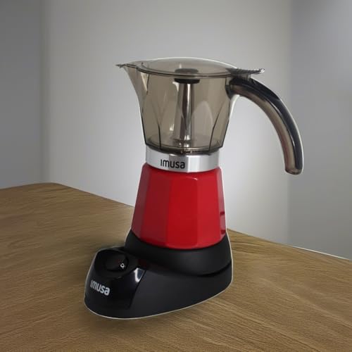 Electric Espresso Coffee Maker 3 or 6 Cups with Cool-Touch Handle - Red