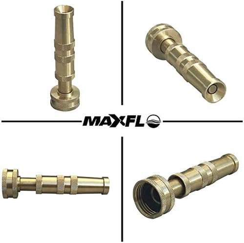 Brass Water Hose Nozzle by High Pressure - Heavy Duty Adjustable Spray Nozzle for Garden Hoses | Fits Standard Hoses