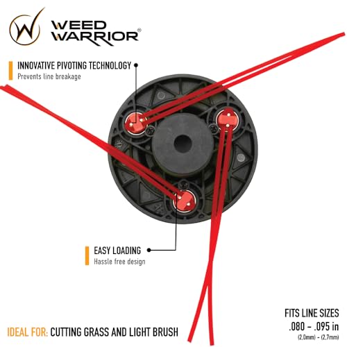 Weed Warrior PivoTrim Universal Fixed Line Trimmer Head - 6 Line Replacement for Gas & Cordless String Trimmers