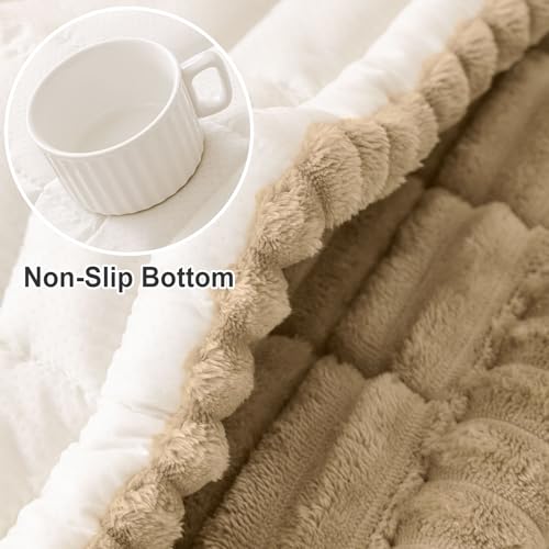 Hyha Washable Non-Slip Plush Flannel Couch Cover for Dogs, Khaki 27.6"x70.9"