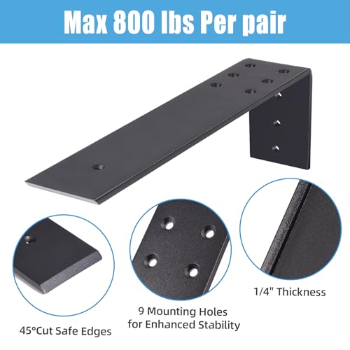 L Shape 10 Inch Heavy Duty Countertop Support Bracket Set - Hidden Metal Shelving Support