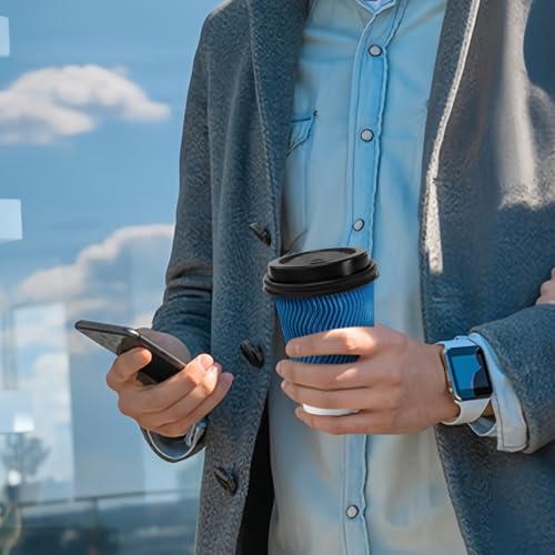 Blue 12 oz Disposable Coffee Cups with Lids - 100 Pack