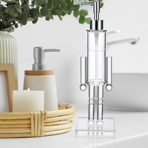 Christmas Nutcracker Soap Dispenser Set - Acrylic Refillable Hand Pump Bottles for Kitchen & Bathroom Decor