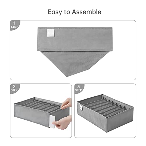 Grey 8-Grid T-Shirt Drawer Organizer for Clothes and Accessories
