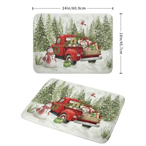 Christmas Truck 18x24 Inch Dish Drying Mat - Absorbent Microfiber Kitchen Counter Pad