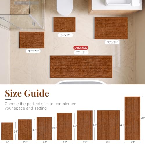 Bcoimo Bath Rug Mat - Burnt Orange Long Bathroom Runner 70x24 - Extra Soft Chenille
