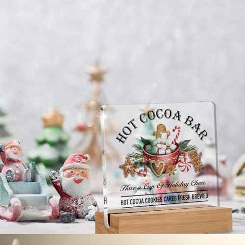 Christmas Gifts for Women Men Family, Gingerbread Gifts for Friends, Hot Cocoa Bar Decorations, Farmhouse Christmas Acrylic Desk Sign Decor (4 x 4 Inches)