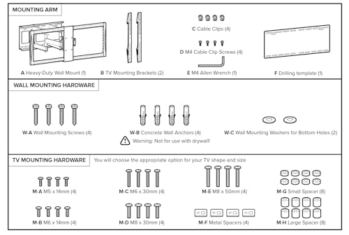 Heavy Duty Full Motion TV Wall Mount for 60-100 Inch Flat & Curved TVs