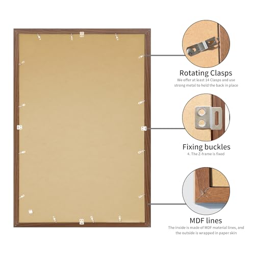 YESKAY 24x36 Brown Set of 3 Picture Frames for Wall Display – Includes 20x30 & 24x36 Sizes
