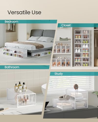 SONGMICS Clear Plastic Shoe Storage Boxes Pack of 18 - Transparent + White Variations