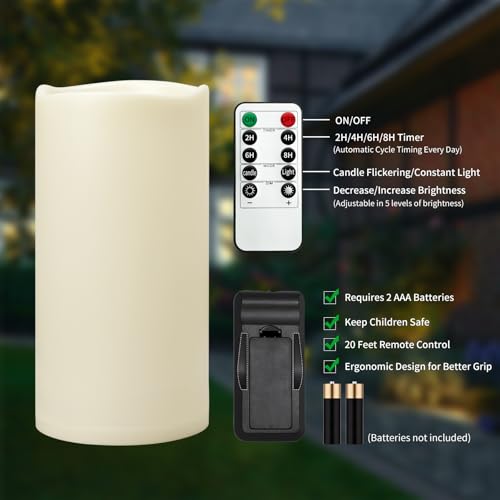 CAMCLIM 12" Flameless Outdoor Candles Set of 2 – Ivory Variation