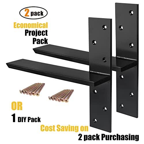 2-Pack Heavy Duty Steel Floating Shelf Brackets - 12 Inch Support for Countertops & DIY Projects