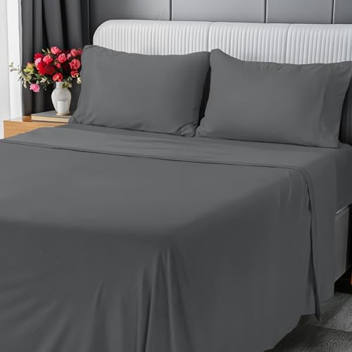 Utopia Bedding Dark Grey Jersey Knit Sheets Set Queensize - T-Shirt Feel