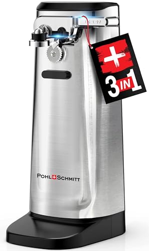 Stainless Steel Electric Can Opener, Knife Sharpener & Bottle Opener - 3-in-1 Kitchen Tool