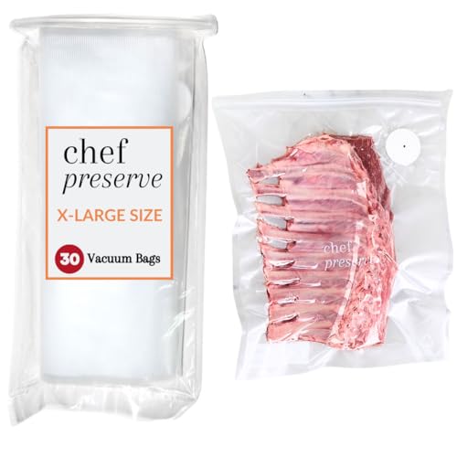Chef Preserve Reusable Vacuum Sealer Bags - 30 XL (12x20 in) BPA-Free Food Storage