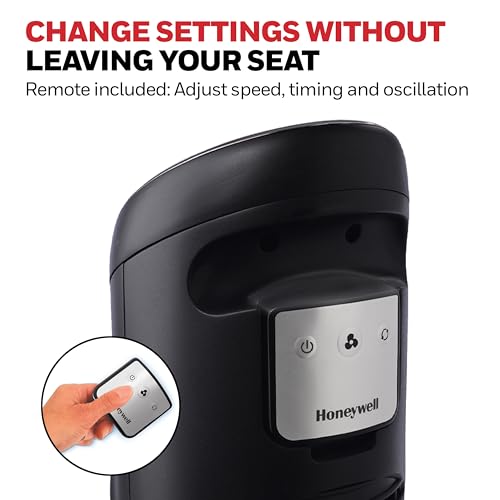 Honeywell QuietSet Oscillating Tower Fan - 8 Speed Black Remote Control
