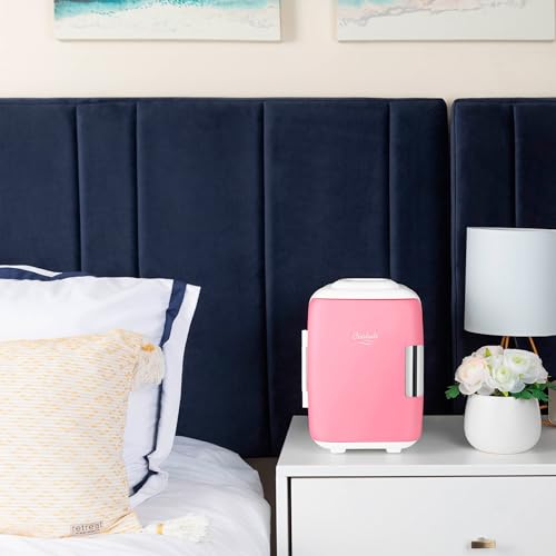 Cooluli Pink 4L Mini Fridge for Food, Drinks, Skincare & Makeup - Portable Cooler & Warmer, Car & USB Power