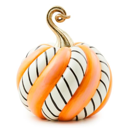 MacKenzie-Childs Medium Resin Pumpkin Trick or Treat Candy Swirl Decor