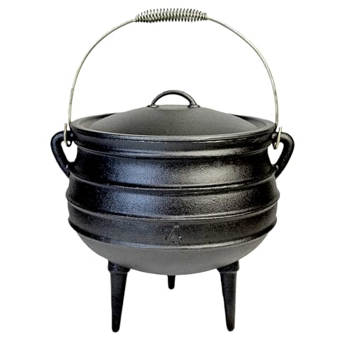 12 Quart Cast Iron Dutch Oven Cauldron with Lid for Camping and Outdoor Cooking