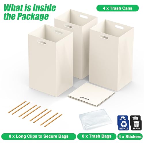 White 30-Gallon Collapsible Disposable Trash Can for Parties & Events - CINNIE&JHIN