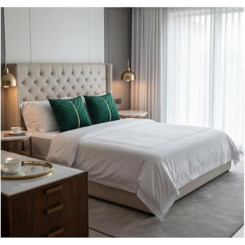 Dark Green Velvet Pillow Covers 20x20 Inch Pack of 2 with Gold Accents - Tosleo