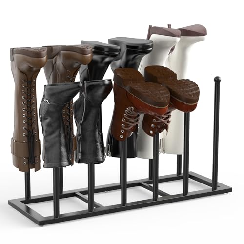 HzTinT Boot Rack for Tall Boots - Black, 19.5-Inch, Holds 6 Pairs - 1 Pack