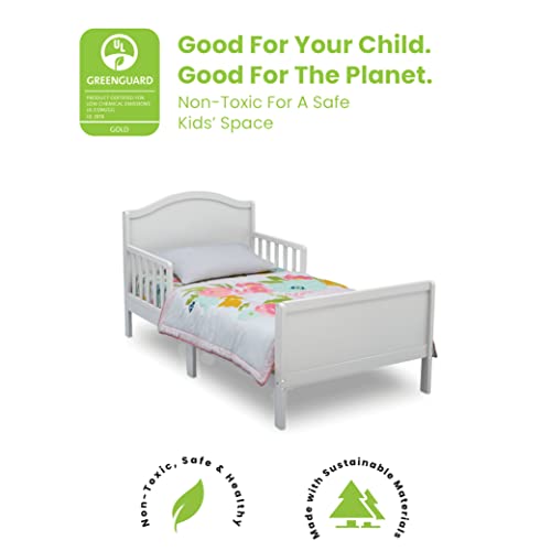 Toddler Bed with Guardrails - Bianca White, Greenguard Gold Certified - Delta Children Bennett