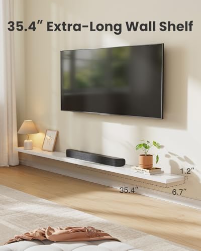 Amada 35.4 Inch White Floating Wall Shelves Set of 3 for Decor & Storage