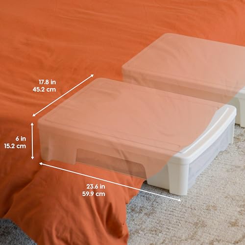 Under Bed Storage Bin with Sliding Drawer - 22 Qt. 2-Pack, White