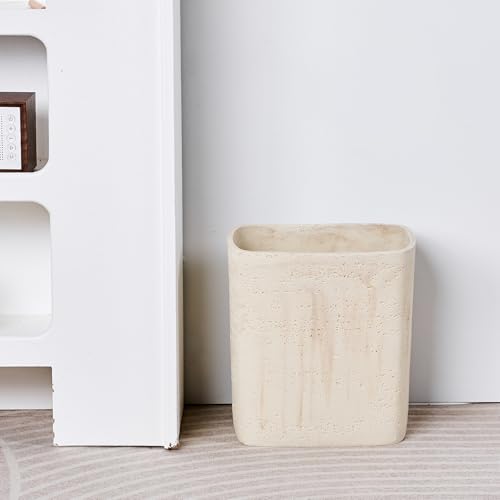 Polytree Natural Travertine Textures Yellow Stone Small Bathroom & Kitchen Trash Can 1.8 Gallon