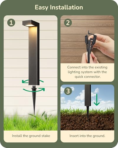 EDISHINE 4 Pack Low Voltage LED Pathway Lights Outdoor Landscape Lighting - Warm White