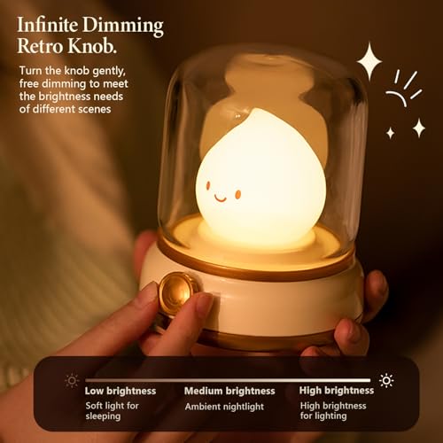 Ghost Campfire Chibi Flame Night Light, Retro Amber Lamp with Dimming Feature for Camping, Smoko Light, Gift, Party, Room Decor(Retro Flame Lamp)