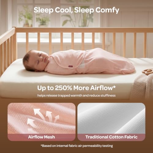 Momcozy Baby Swaddle Blanket for Newborns 0-3 Months Petal Mist – Breathable Cotton Sleep Sack