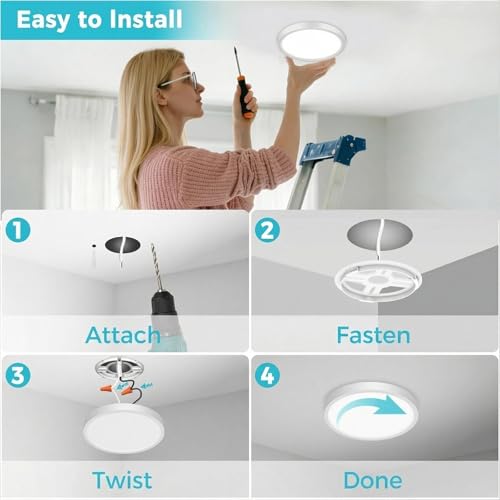 White 7-Inch LED Flush Mount Ceiling Light 4-Pack Dimmable & 5 Color Temperatures