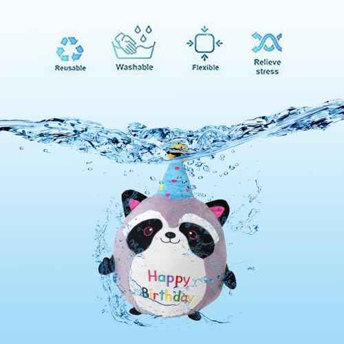 Raccoon Plush Toy 10 Inch Cute Birthday Stuffed Animal Soft Raccoon Plushies Pillow Wear Unicorn Birthday Hat Kawaii Cartoon Doll Gifts for Kid Toddlers Home Room Decoration