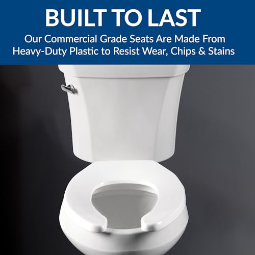 Elongated Heavy Duty Commercial Toilet Seat with Cover - White