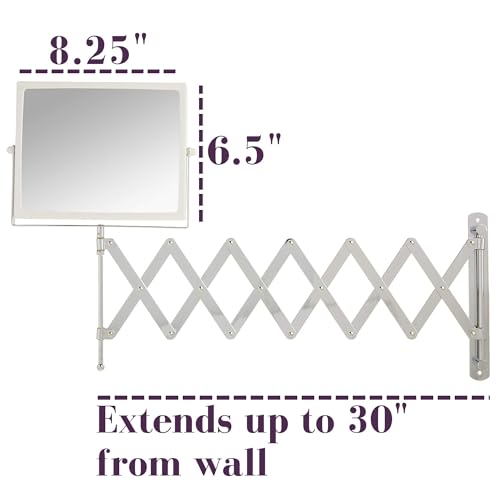 Wall-Mounted Makeup Mirror with 5X Magnification, Swivel, Chrome Finish