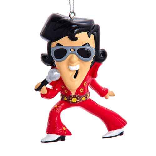Elvis in Red Suit Blowmold Ornament 3.25"
