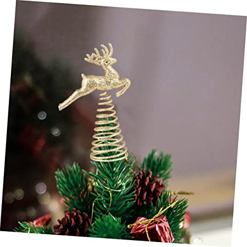 Golden 1pc Reindeer Christmas Tree Topper - SHOWERORO Deer Treetop Ornament