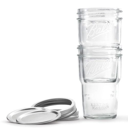 Ball Glass Nesting Mason Jars with Lids & Bands, Wide Mouth, Pint Size, 4 CT (Pack of 6)