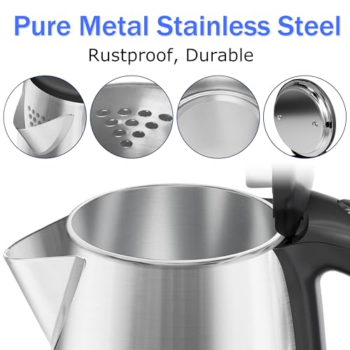 Stariver 2.5L Large Electric Kettle - Black Silver BPA-Free Stainless Steel Water Boiler