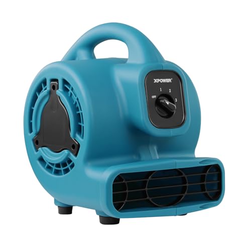 Mini Utility Air Mover Fan - Blue, 600 CFM, Stackable Floor Blower for Drying & Ventilation - P-80 Variant