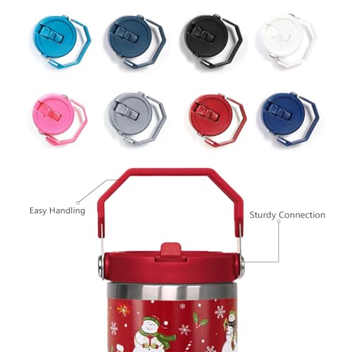 Christmas Snowman 30oz Travel Tumbler with Lid & Straw – Insulated Cup, Handles